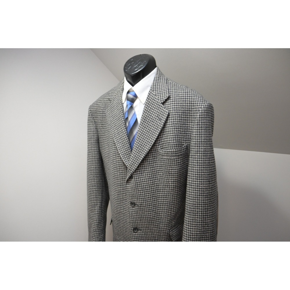 VTG Stafford Houndstooth Blazer Mens 48R Elbow Patches 3-Button Excellent